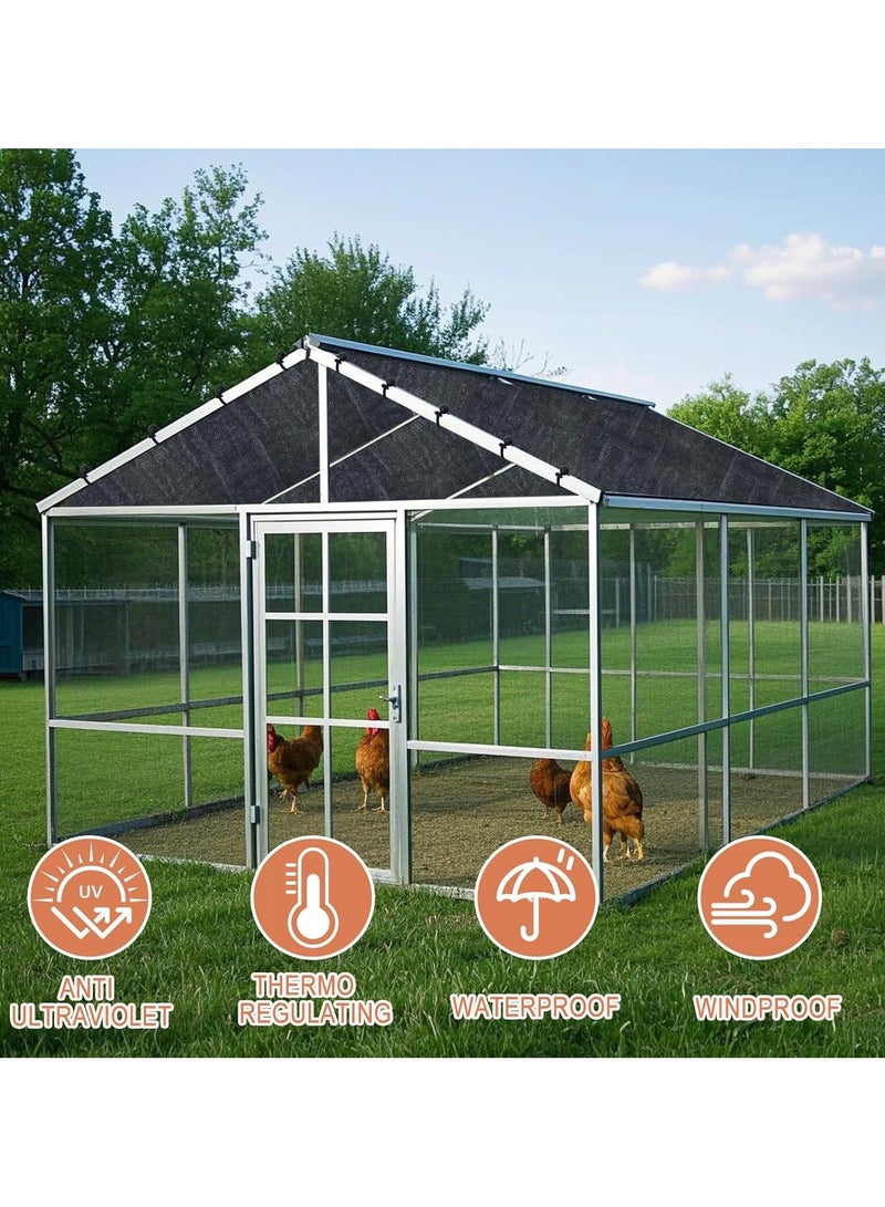 Black Chicken Coop Cover Shade Cloth for Summer Chicken Cages Cover with 20Pcs Ball Bungees Cords Sun Shade Netting Mesh - Image 4